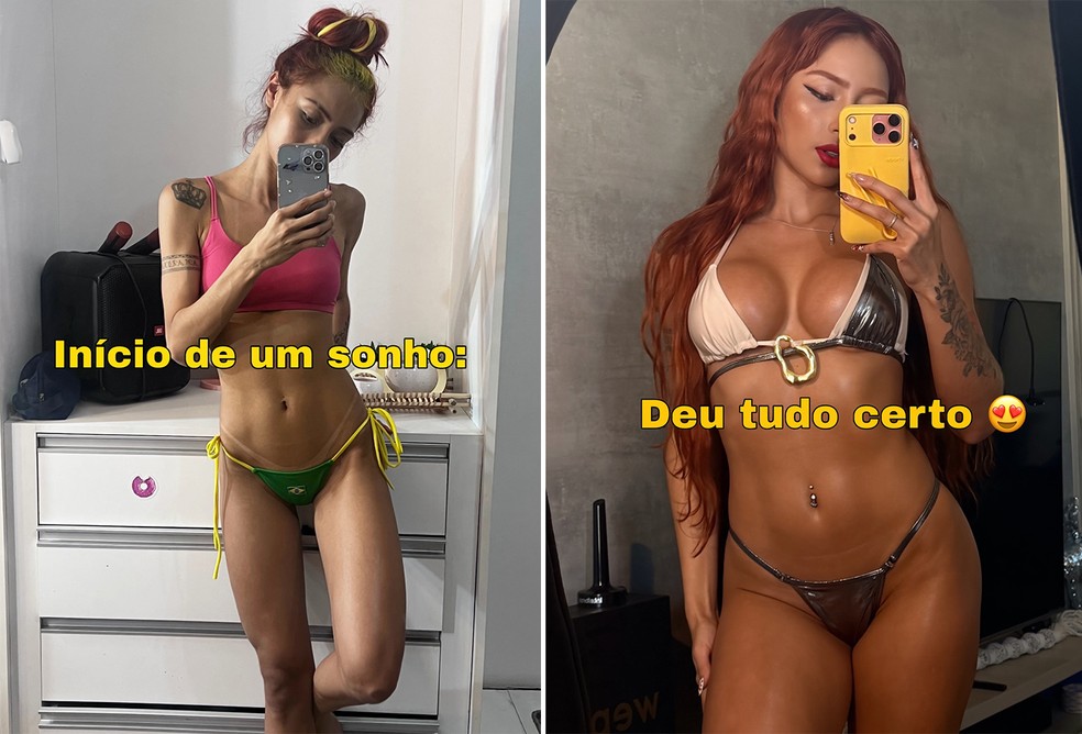 Antes e depois de Ruivinha de Marte — Foto: Reprodução/Instagram