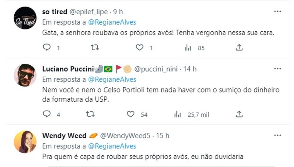 Web comenta semelhança entre Regiane Alves e estudante de Medicina que roubou dinheiro de formatura   — Foto:  Reprodução/Twitter