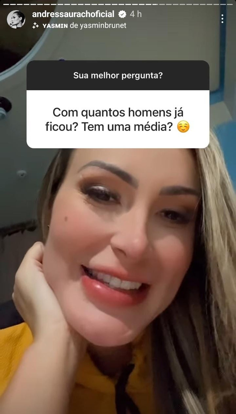 Andressa Urach responde pergunta dos seguidores — Foto: Reprodução/Instagram
