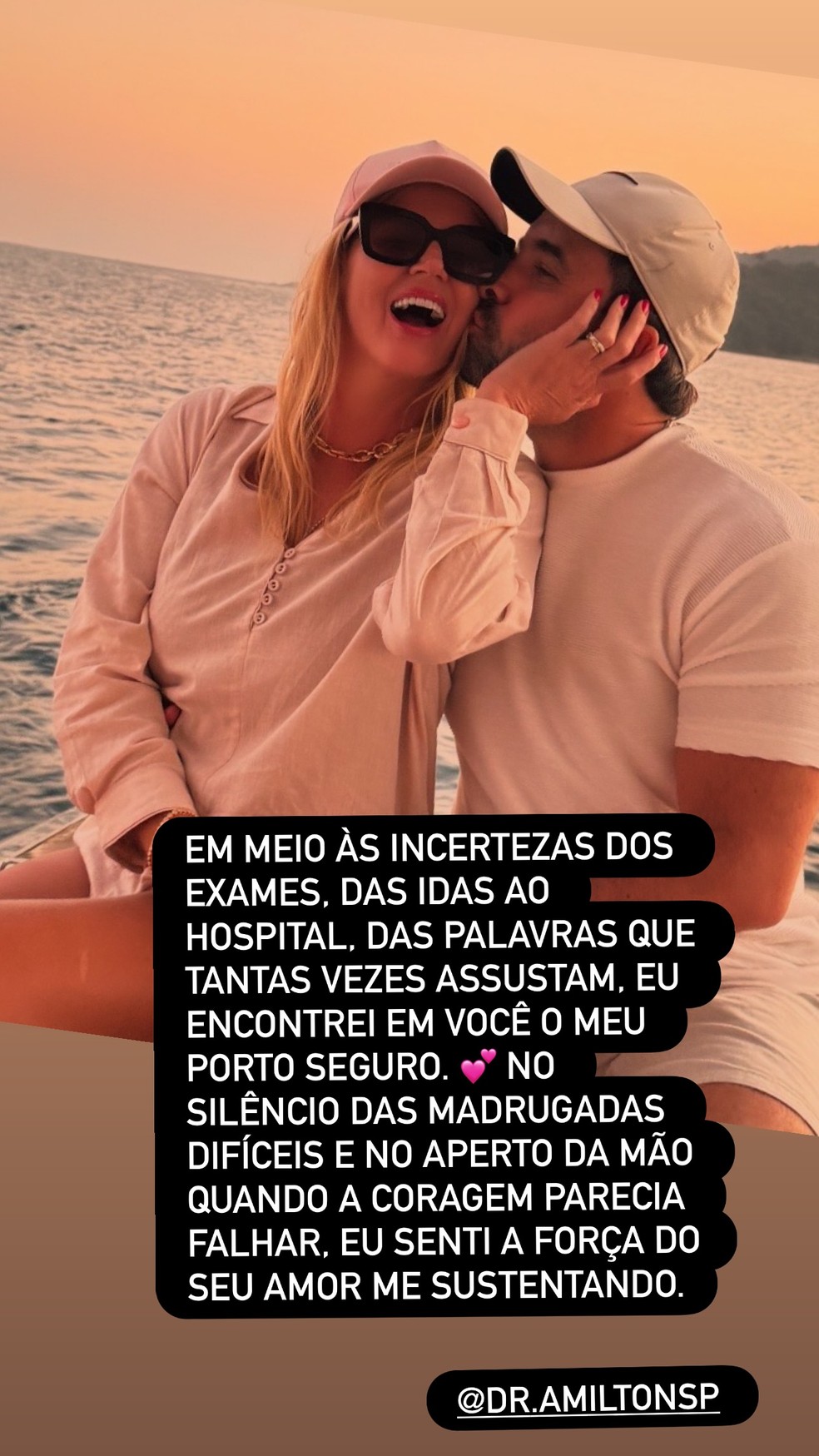 Após revelar diagnóstico de câncer, Val Marchiori se declara ao marido: 'Meu porto seguro' — Foto: Reprodução/Instagram