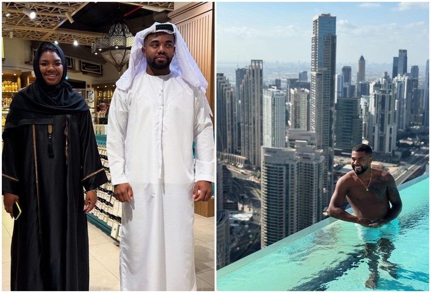 Davi Brito foi para Dubai com a irmã, Raquel Brito