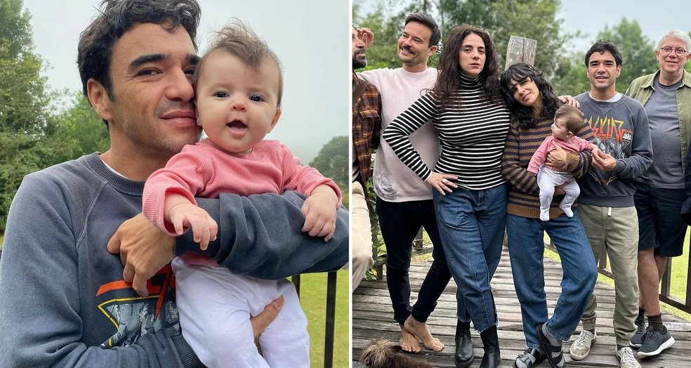 Caio Blat e Maria Ribeiro se encantam com Manoela, filha de Paulo Vilhena — Foto: Reprodução/Instagram
