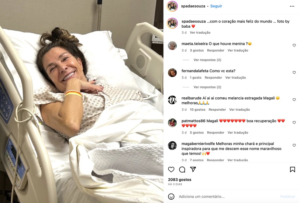 Magali Spada, filha de Maurício de Sousa, foi submetida a uma cirurgia de insuficiência cardíaca — Foto: Reprodução / Instagram