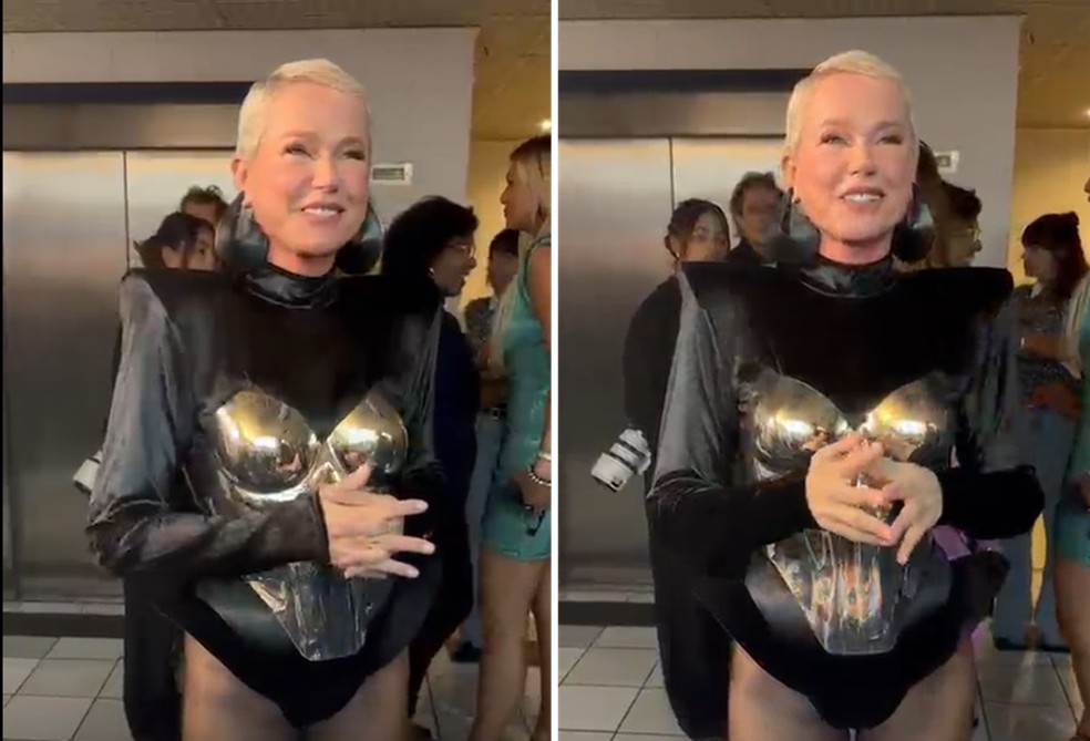 Xuxa nos bastidores do 'Domingão com Huck' — Foto: Quem