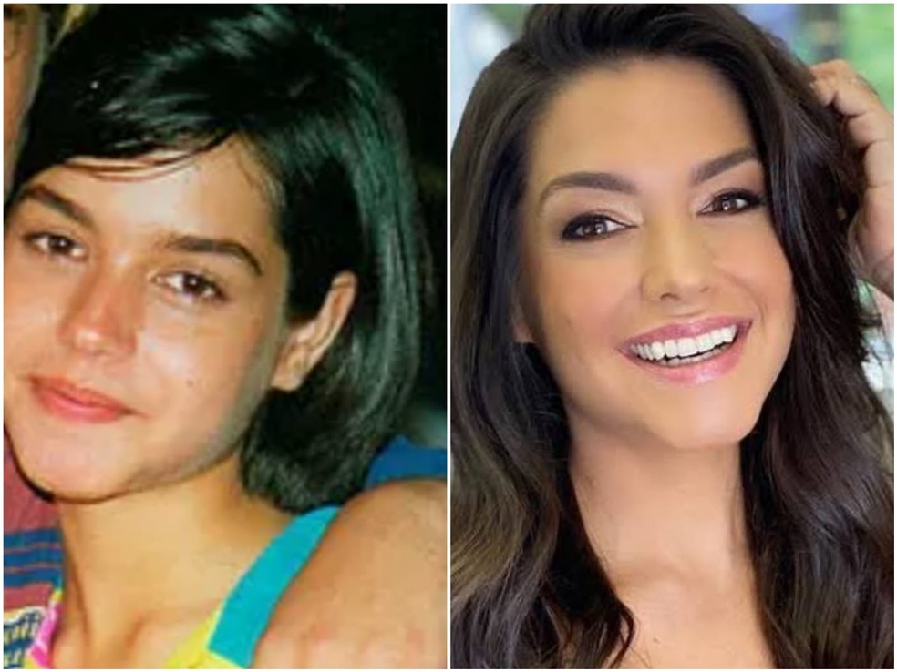 Antes e depois: Thais Fersoza, como Ritinha, em Corpo Dourado (Globo, 1998), e com visual atual — Foto: Divulgação/TV Globo e Rreprodução/Instagram