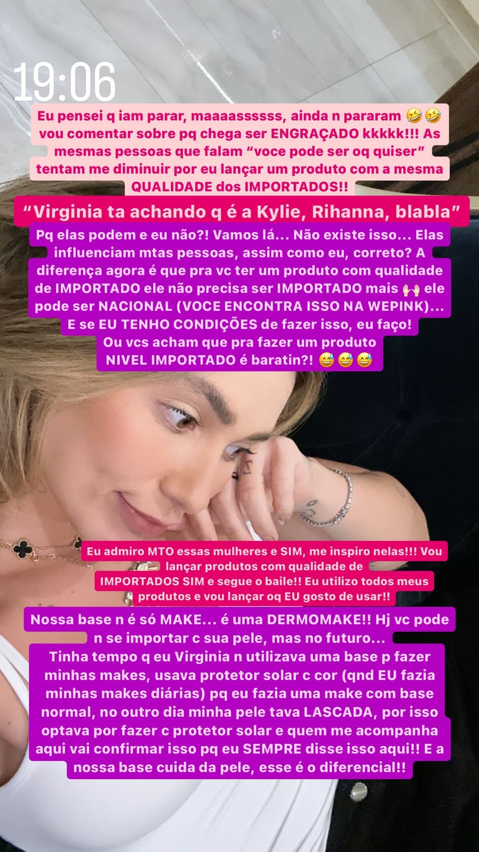Virginia rebate críticas sobre preço de seu produto e até Whindersson Nunes  se envolve na polêmica