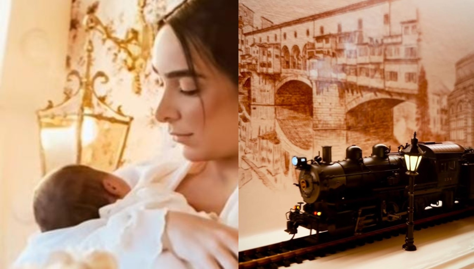 Nora de Zezé Di Camargo apresenta filha em quartinho decorado com locomotiva e paisagens da Itália