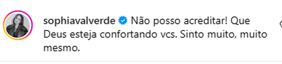 Sophia Valverde lamenta morte de Lito Souza — Foto: Reprodução/Instagram