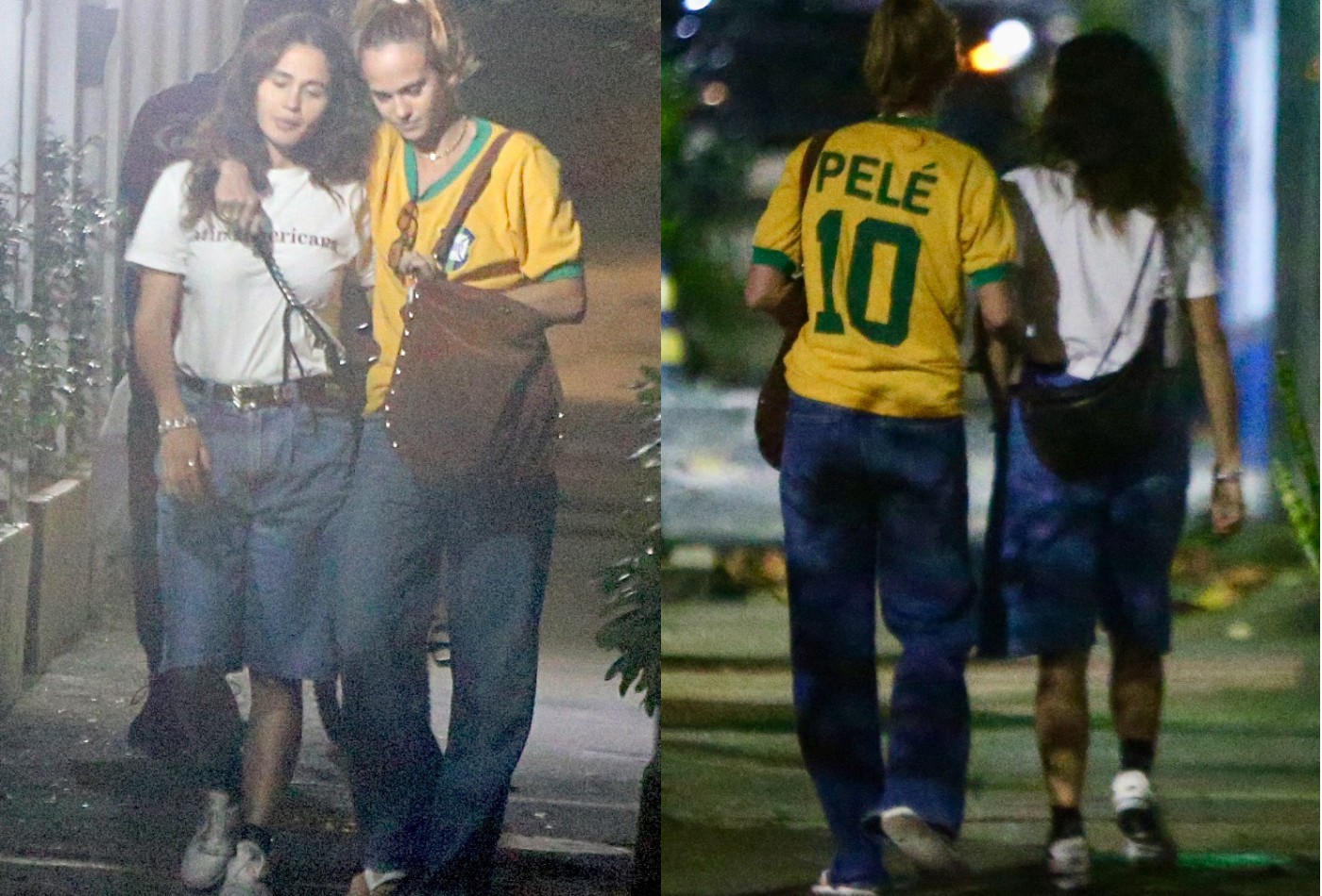 Nanda Costa deixa bar no Rio agarradinha com Emilie Rey após jogo do Brasil