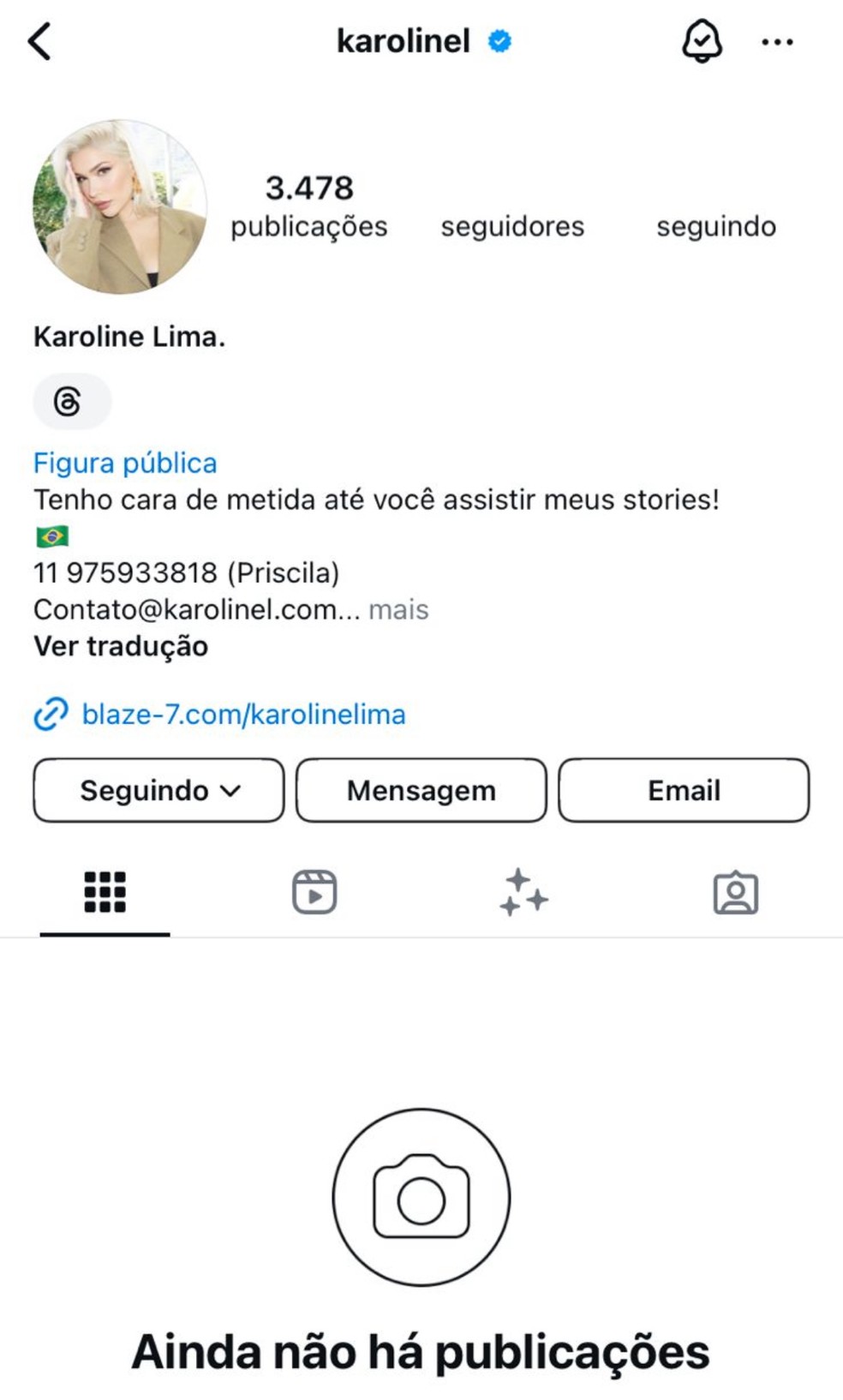 Karoline Lima — Foto: Reprodução/Instagram