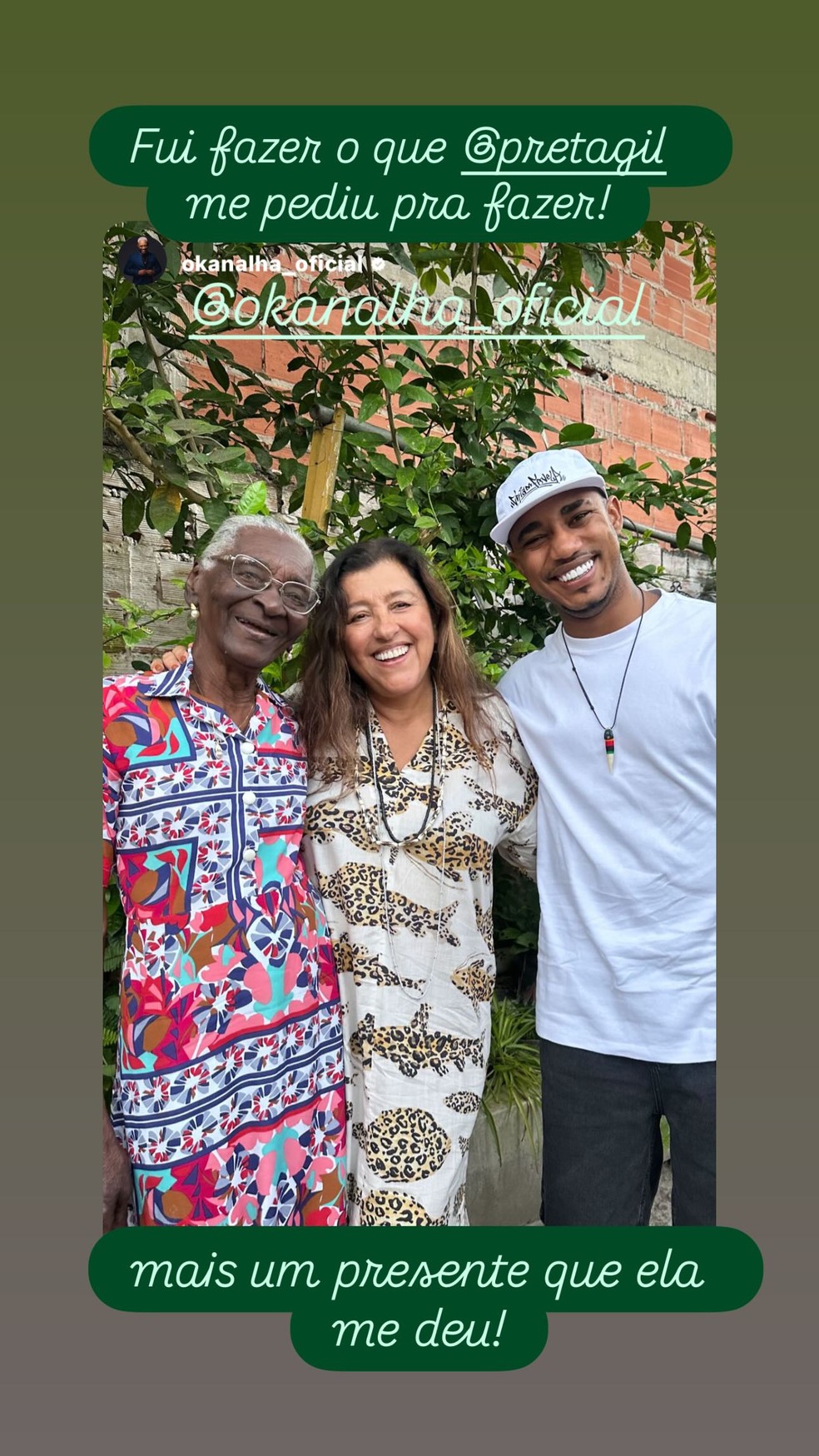 Regina Cas&eacute; foi conhecer a fam&iacute;lia de O Kannalha &mdash; Foto: Reprodu&ccedil;&atilde;o/Instagram
