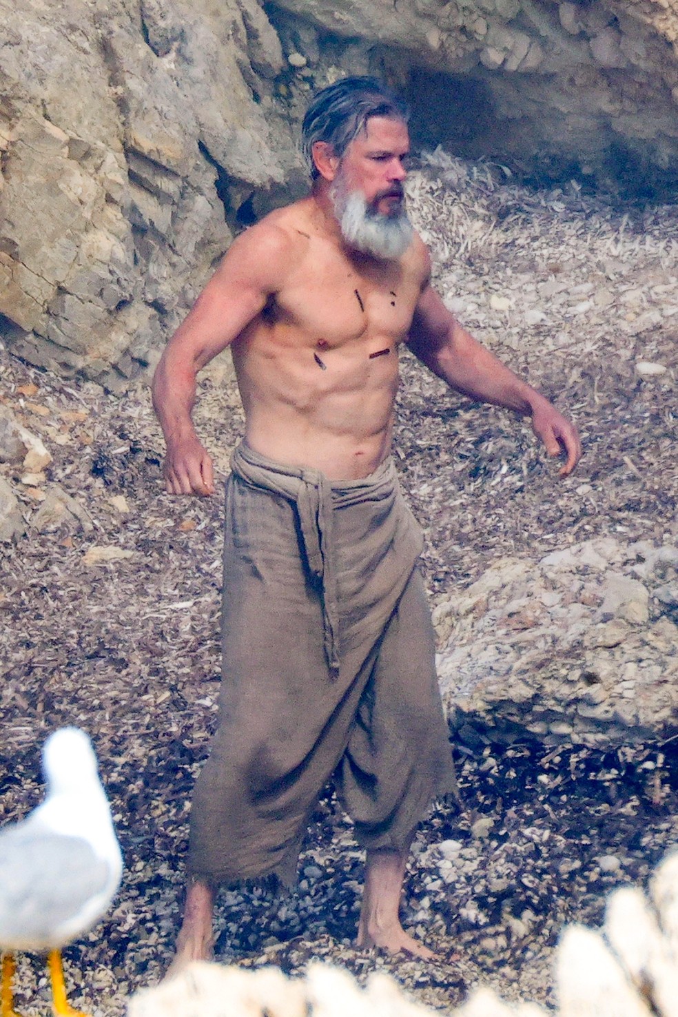 Matt Damon durante as gravações de 'A Odisséia' — Foto: The Grosby Group