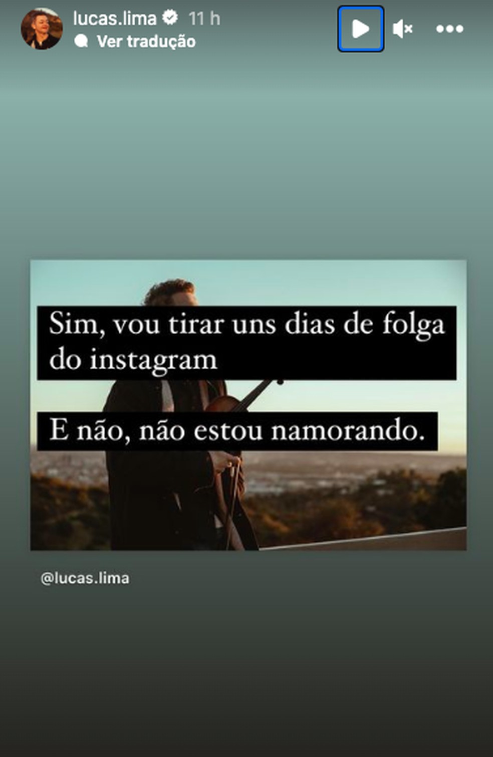 Lucas Lima nega novo relacionamento — Foto: Reprodução/Instagram