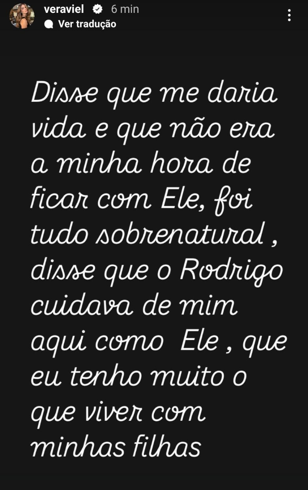 Vera Viel fala de 'momento sobrenatural' em cirurgia para retirada de tumor raro — Foto: Reprodução/Instagram
