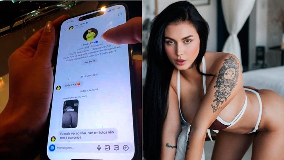 Ex de Neymar, Fernanda Campos mostra mensagem de Yuri Lima: “deu em cima de mim e ignorei” — Foto: Eduardo Graboski / Divulgação