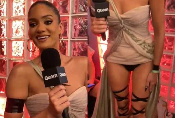 Laura Fernandez deixa a calcinha &agrave; mostra e revela: "Ano passado beijei mais"