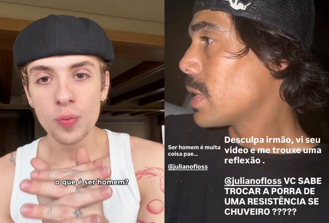 Juliano Floss fala de masculinidade e é criticado por ex-Rebelde Micael Borges: 'Sabe trocar resistência?'