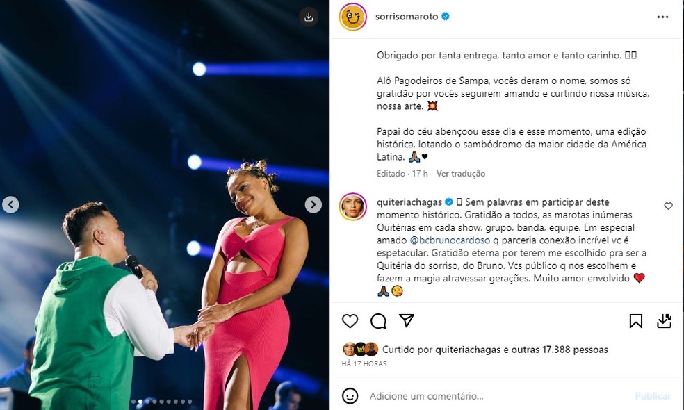 Comentário de Quitéria Chagas — Foto: Reprodução/Instagram