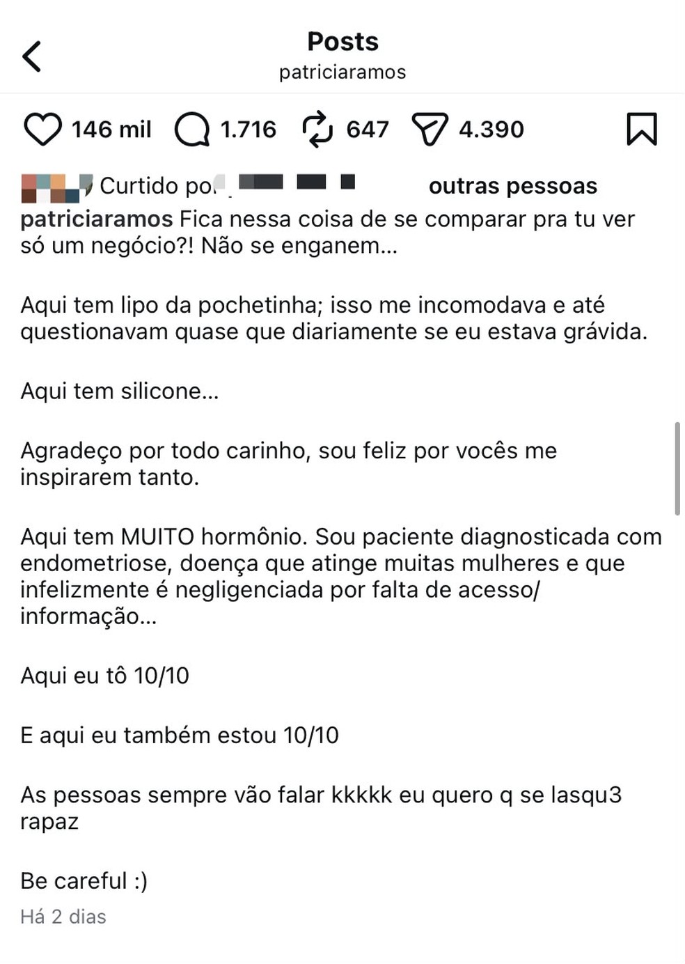 Post de Patricia Ramos — Foto: Reprodução | Instagram