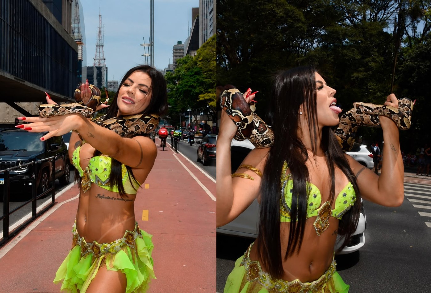 Ex-Miss Bumbum fala sobre ser multada em R$ 3 mil por performance com cobra na Paulista inspirada em Britney Spears - QTU Questões do Universo