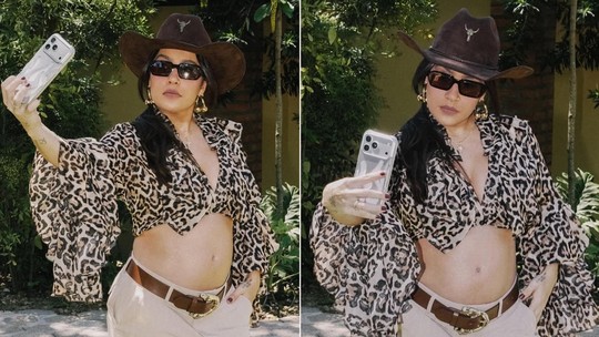 Grávida, Lauana Prado exibe barrigão e aposta em look country estiloso Grávida, Lauana Prado exibe barrigão e aposta em look country estiloso