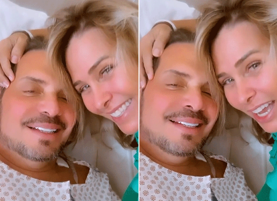 Andréa Sorvetão está acompanhando o marido no hospital após ele realizar uma cirurgia para retirar um tumor do reto