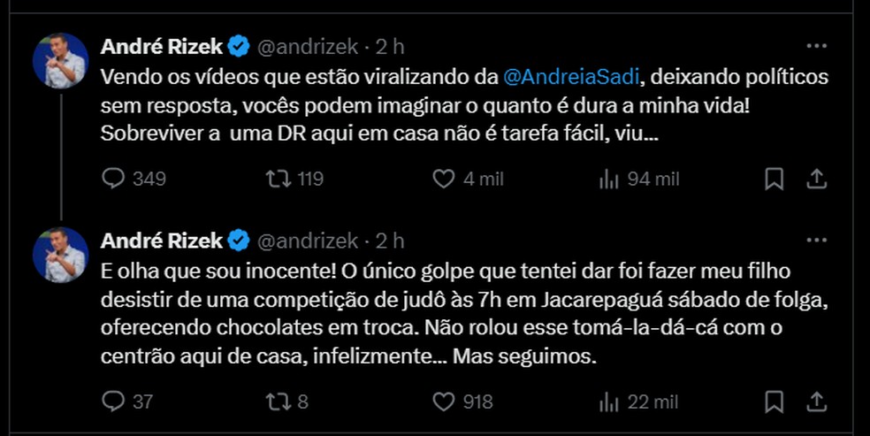 André Rizek brinca sobre casamento com Andréia Sadi: 'Sobreviver a uma ...