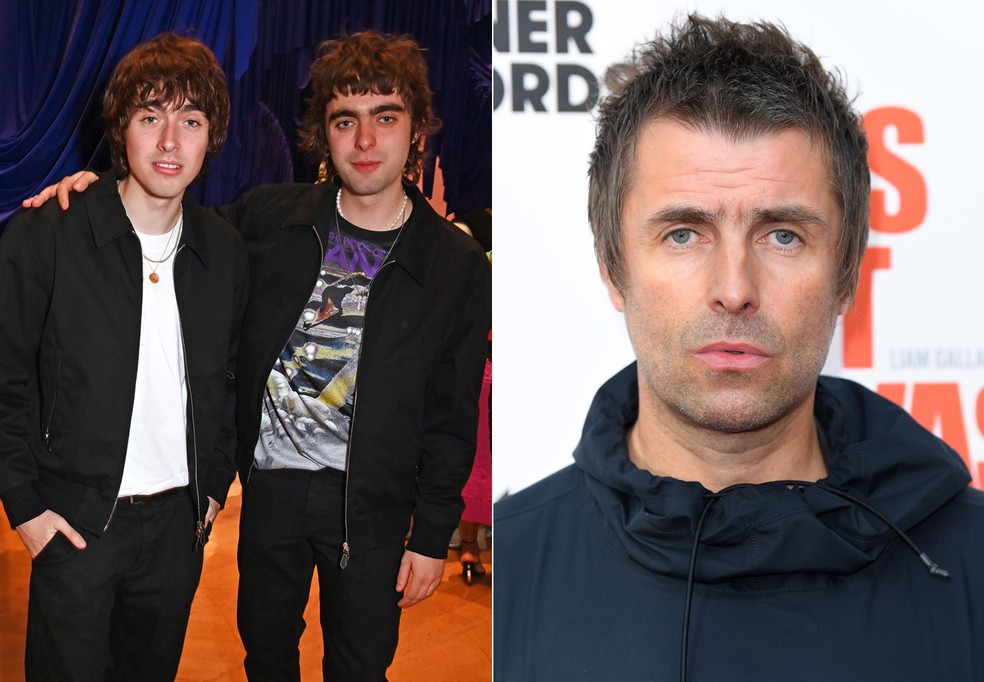 Gene Gallagher e Lennon Gallagher, filhos de Liam Gallagher — Foto: Getty Images