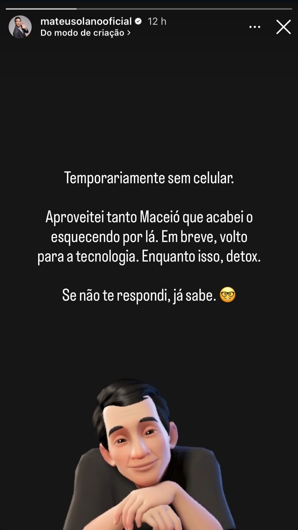 Post de Mateus Solano — Foto: Reprodução | Instagram