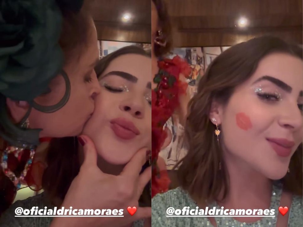 Jade Picon ganha beijo de Drica Moraes — Foto: Reprodução/Instagram