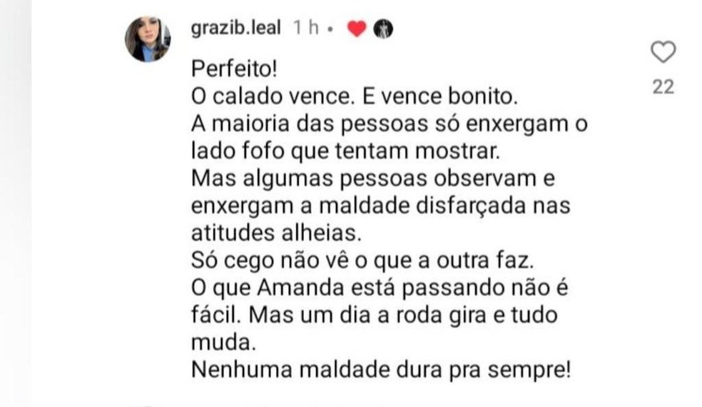 Comentários curtidos por Amanda Kimberlly — Foto: Reprodução/Instagram