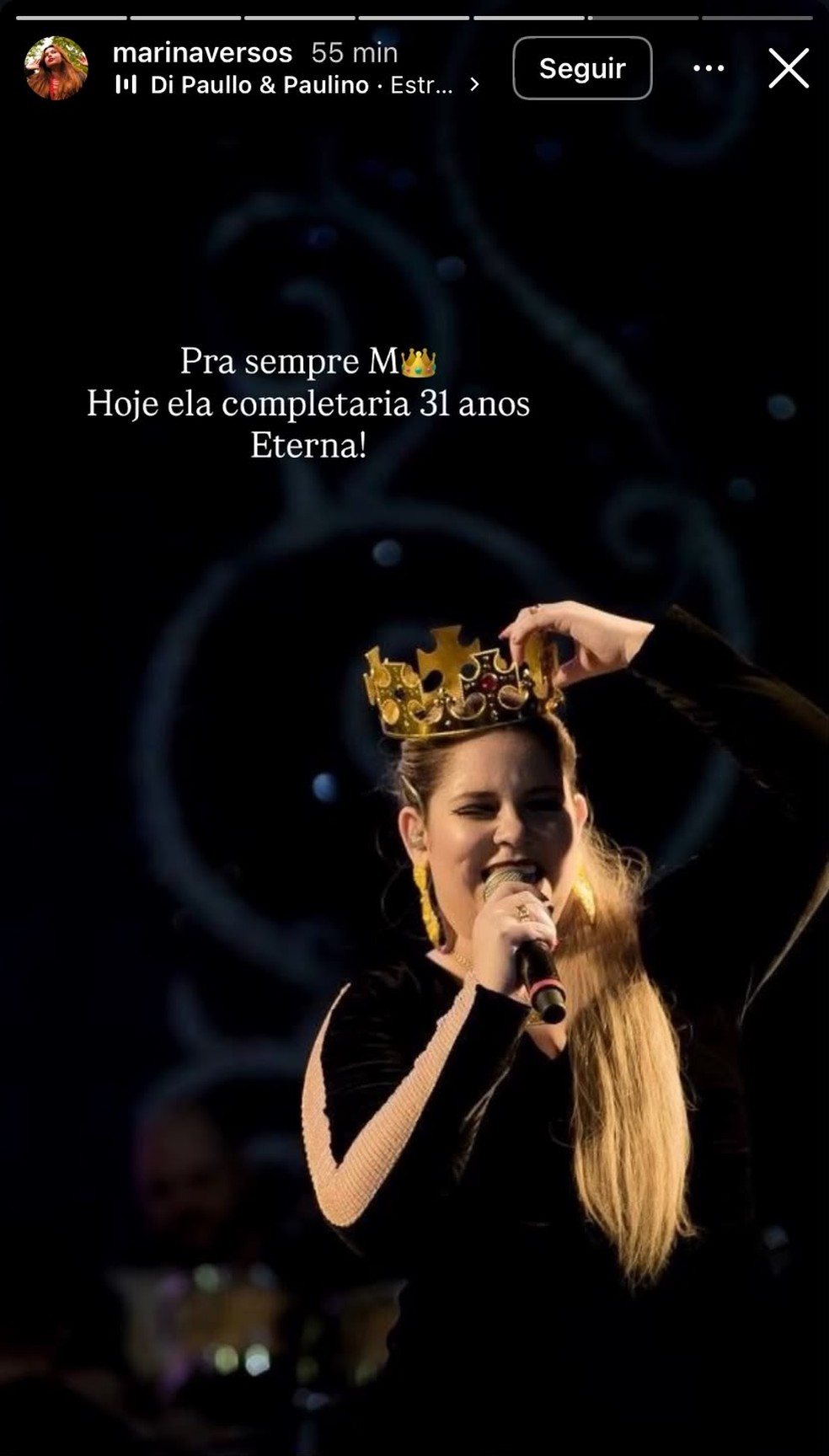 Post de Marina Versos, que vai interpretar Marilia Mendonça na série - Foto: Reprodução/Instagram