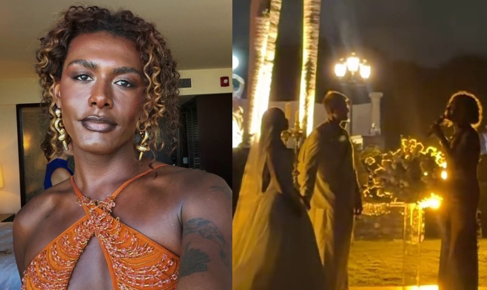 Liniker e os noivos Juliette e Kaique — Foto: Reprodução/Instagram
