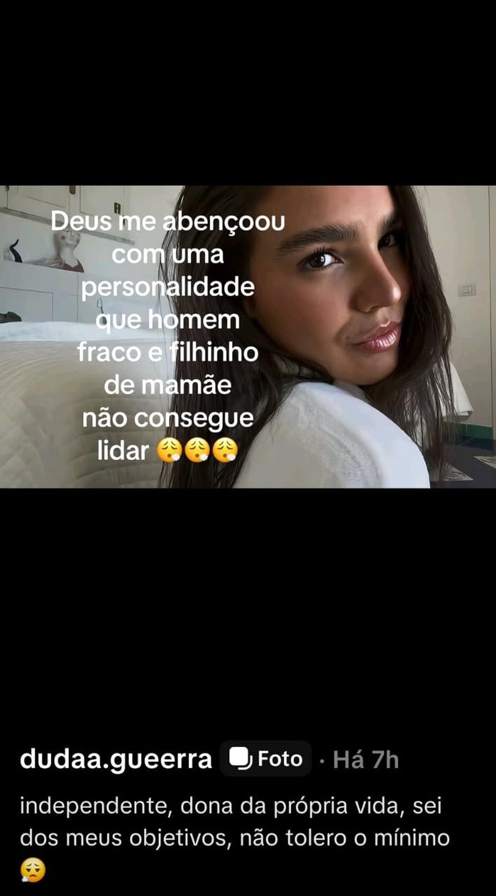 Duda Guerra posta mensagem — Foto: Reprodução/TikTok