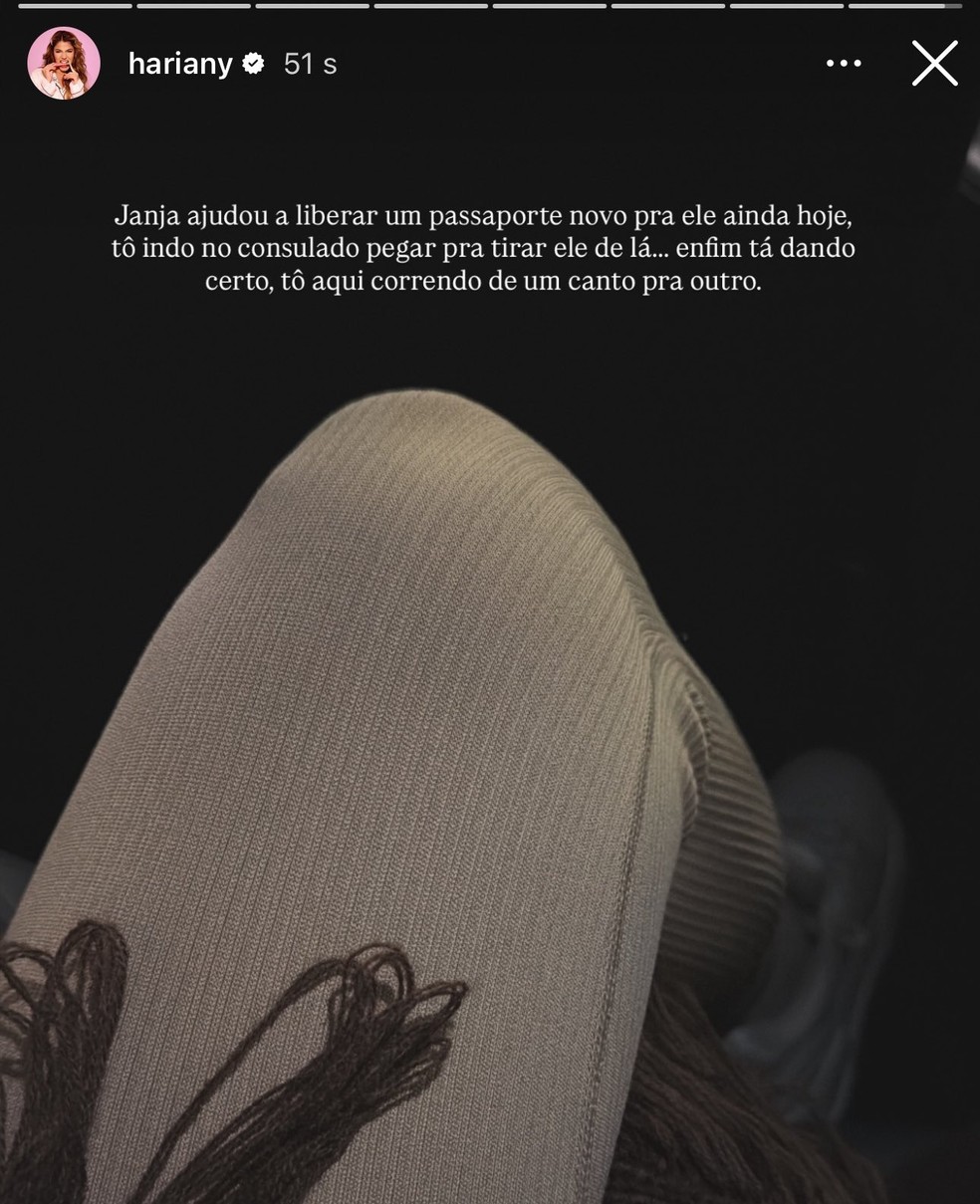 Hariany Almeida revela ajuda da primeira-dama — Foto: Reprodução/Instagram