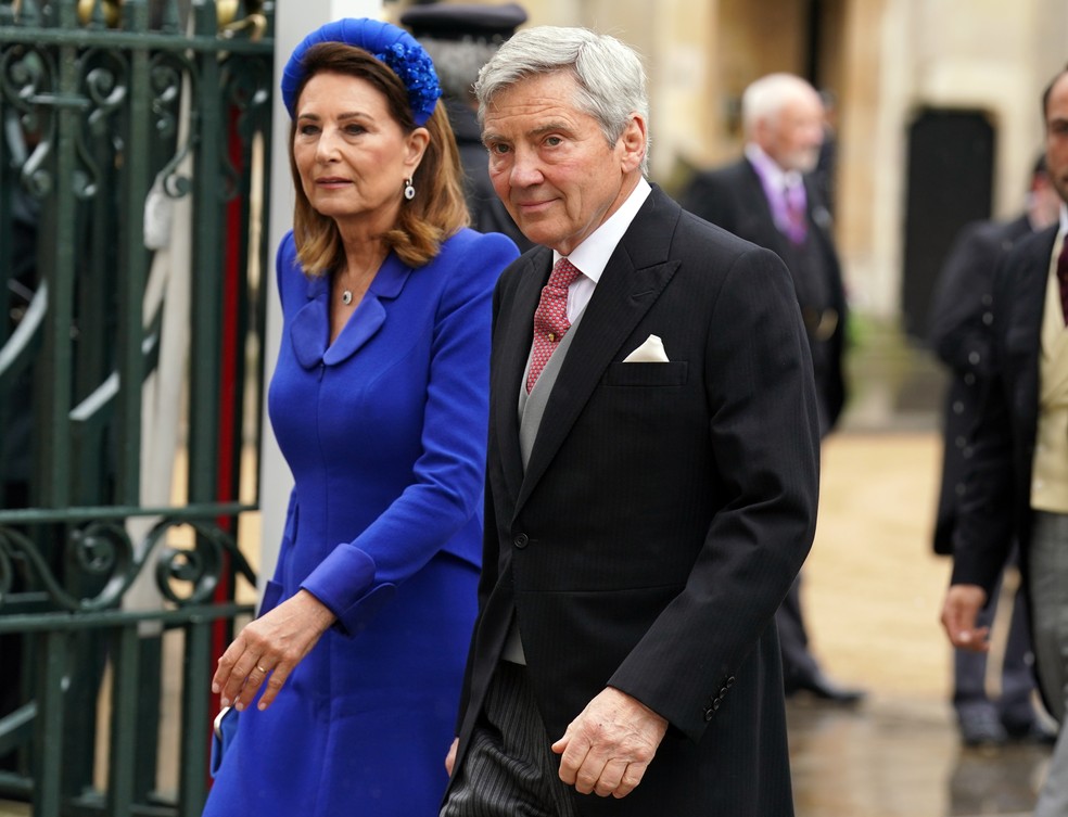 Carole Middleton e Michael Middleton, pais de Kate Middleton — Foto: Getty Images