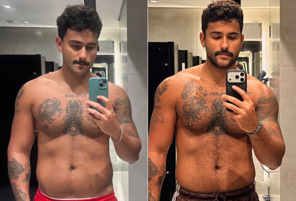Antes e depois de Lucas Pizane — Foto: Reprodução/Instagram
