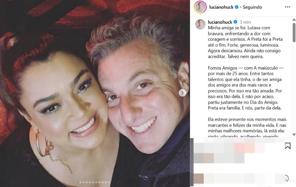 Luciano Huck se despede de Preta Gil &mdash; Foto: Reprodu&ccedil;&atilde;o/Instagram