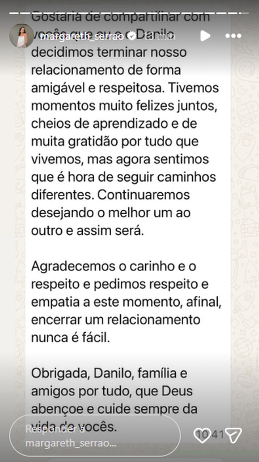 Post de Margareth Serrão — Foto: Reprodução/Instagram