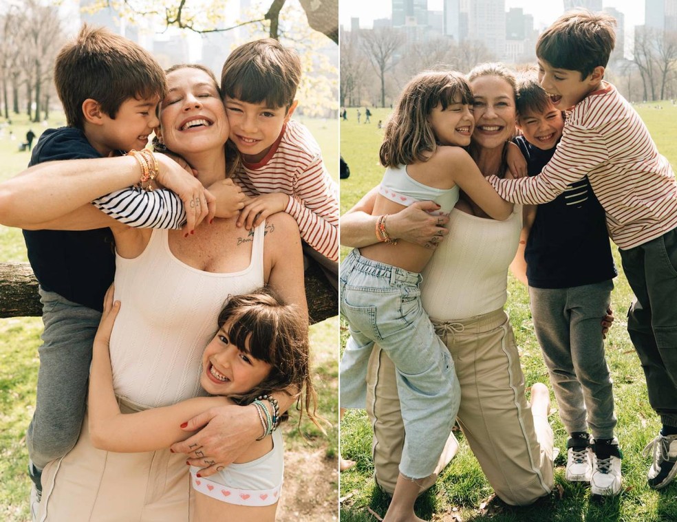 Luana Piovani com seus três filhos — Foto: Reprodução/Instagram @carolbiazotto
