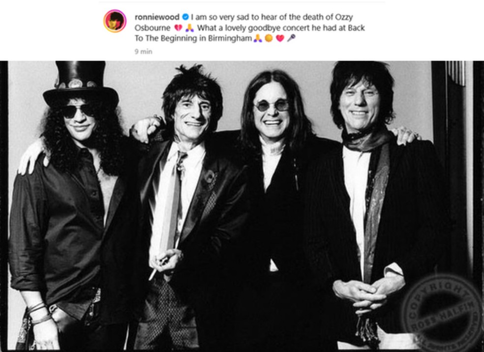 Ronnie Wood lamenta morte de Ozzy Osbourne &mdash; Foto: Reprodu&ccedil;&atilde;o/ Instagram