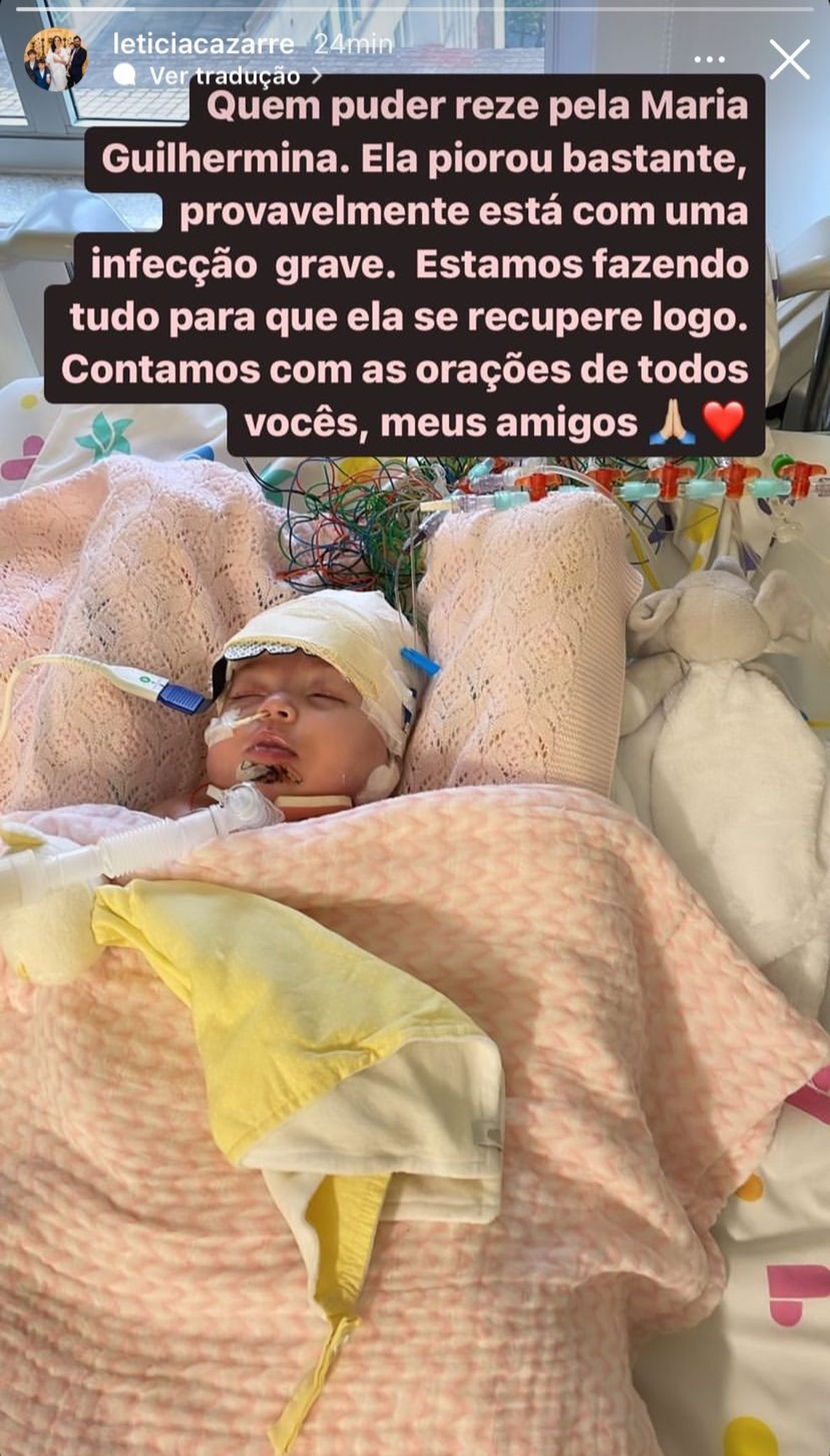 Filha de Juliano Cazarré tem piora no quadro clínico — Foto: Reprodução/Instagram
