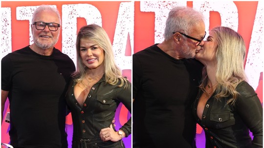Kadu Moliterno troca beijos com a esposa, musa do OnlyFans, em evento no Rio