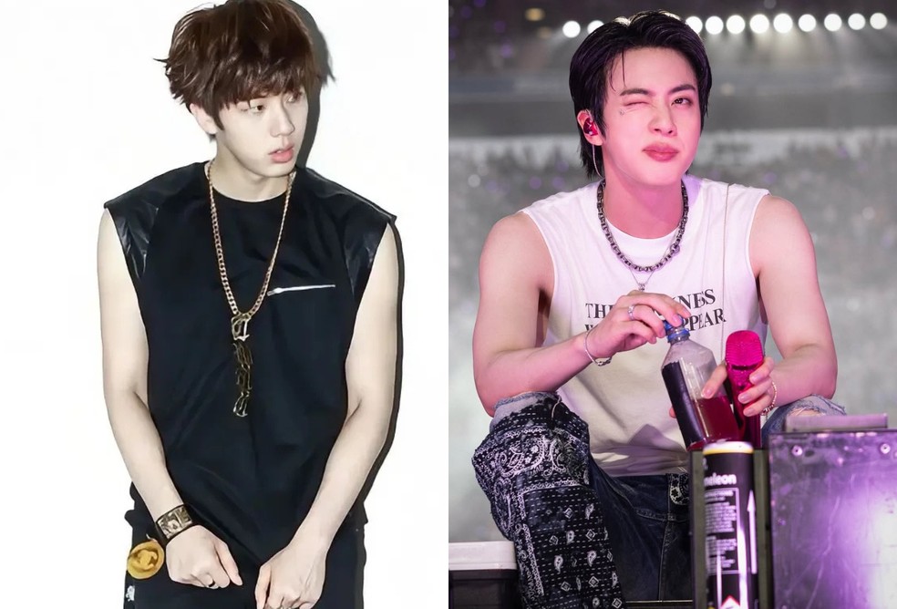 Jin: antes e depois — Foto: Divulgação e Reprodução/Instagram