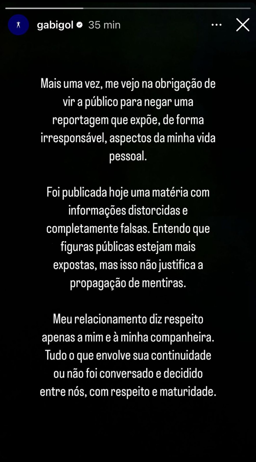 Gabgol se pronuncia sobre término com Rafaella Santos — Foto: Reprodução/ Instagram