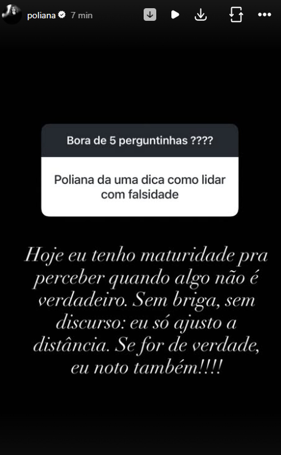 Poliana Rocha manda indireta sobre pessoas falsas: 'Ajusto a distância' — Foto: Reprodução/Instagram