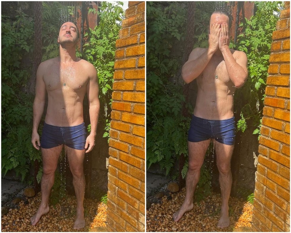 Marcos Veras toma ducha — Foto: Reprodução/Instagram