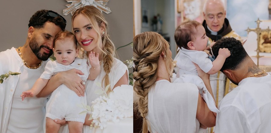 Italo Ferreira com a esposa e o filho