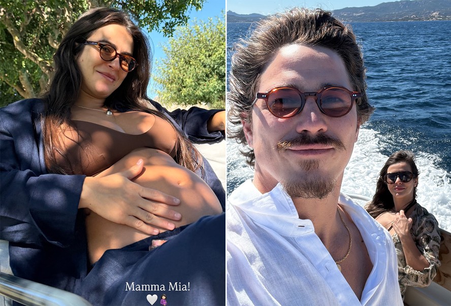 Grávida, Mari Saad mostra barrigão em 'baby moon' com Rômulo Arantes Neto na Itália