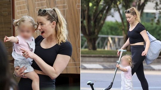 Amber Heard é vista com a filha pela primeira vez em Madri em parque